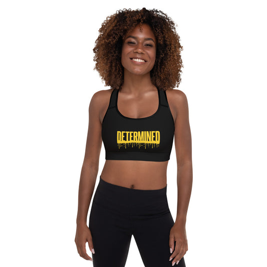 Determined Yellow Drip - Padded Sports Bra