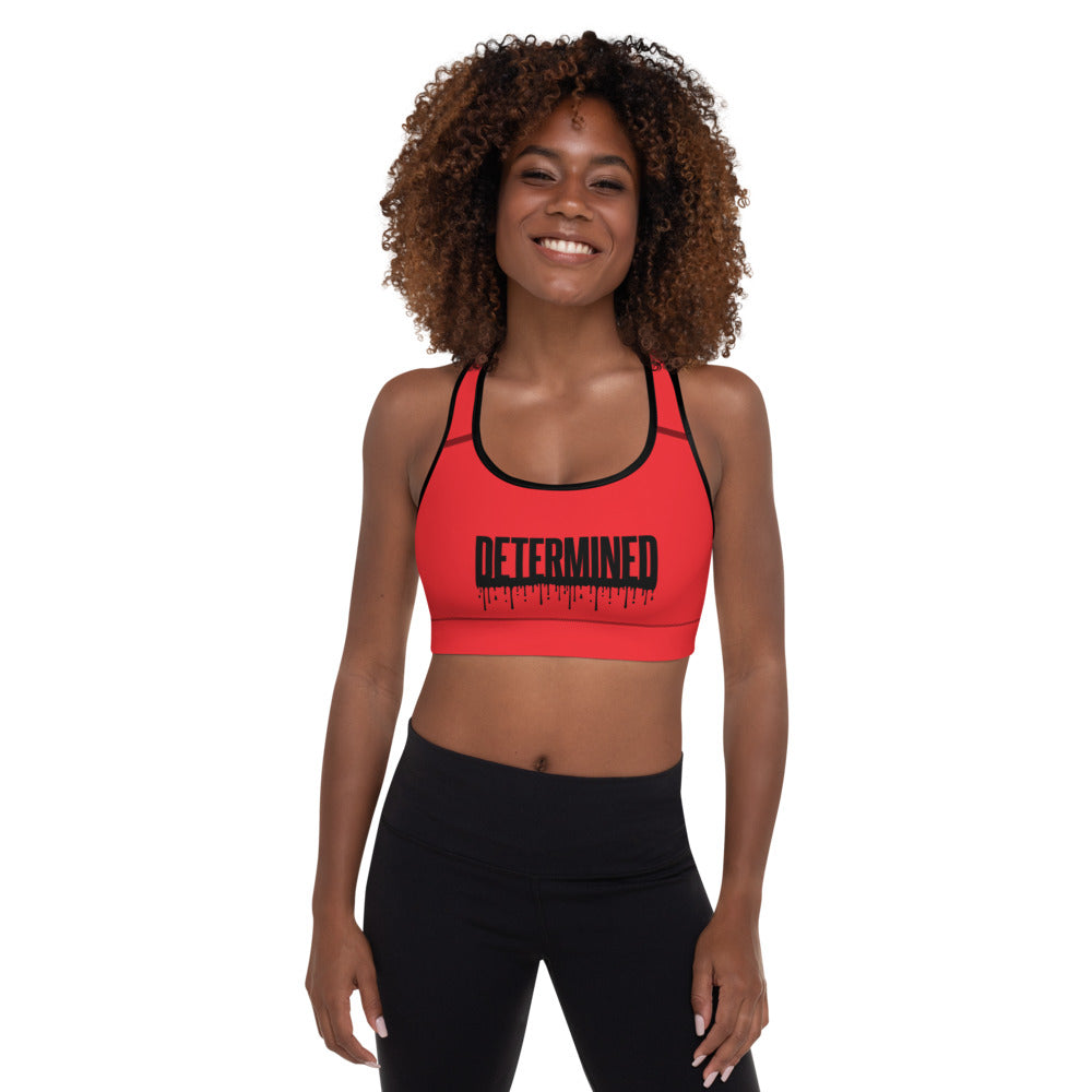 Determined Red Drip - Padded Sports Bra