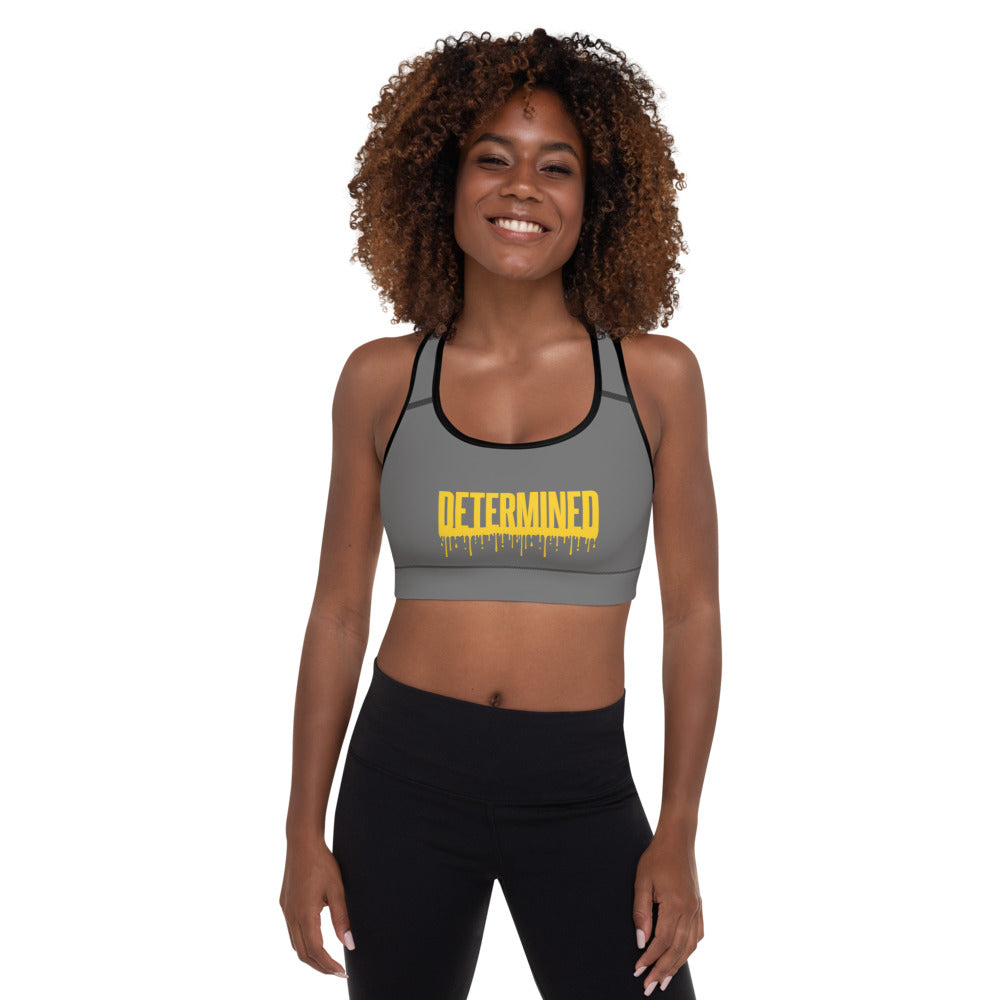 Determined Grey Drip - Padded Sports Bra