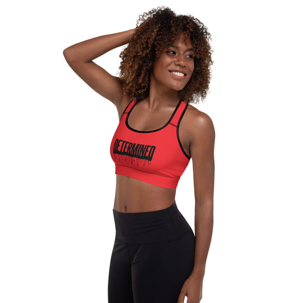 Determined Red Drip - Padded Sports Bra