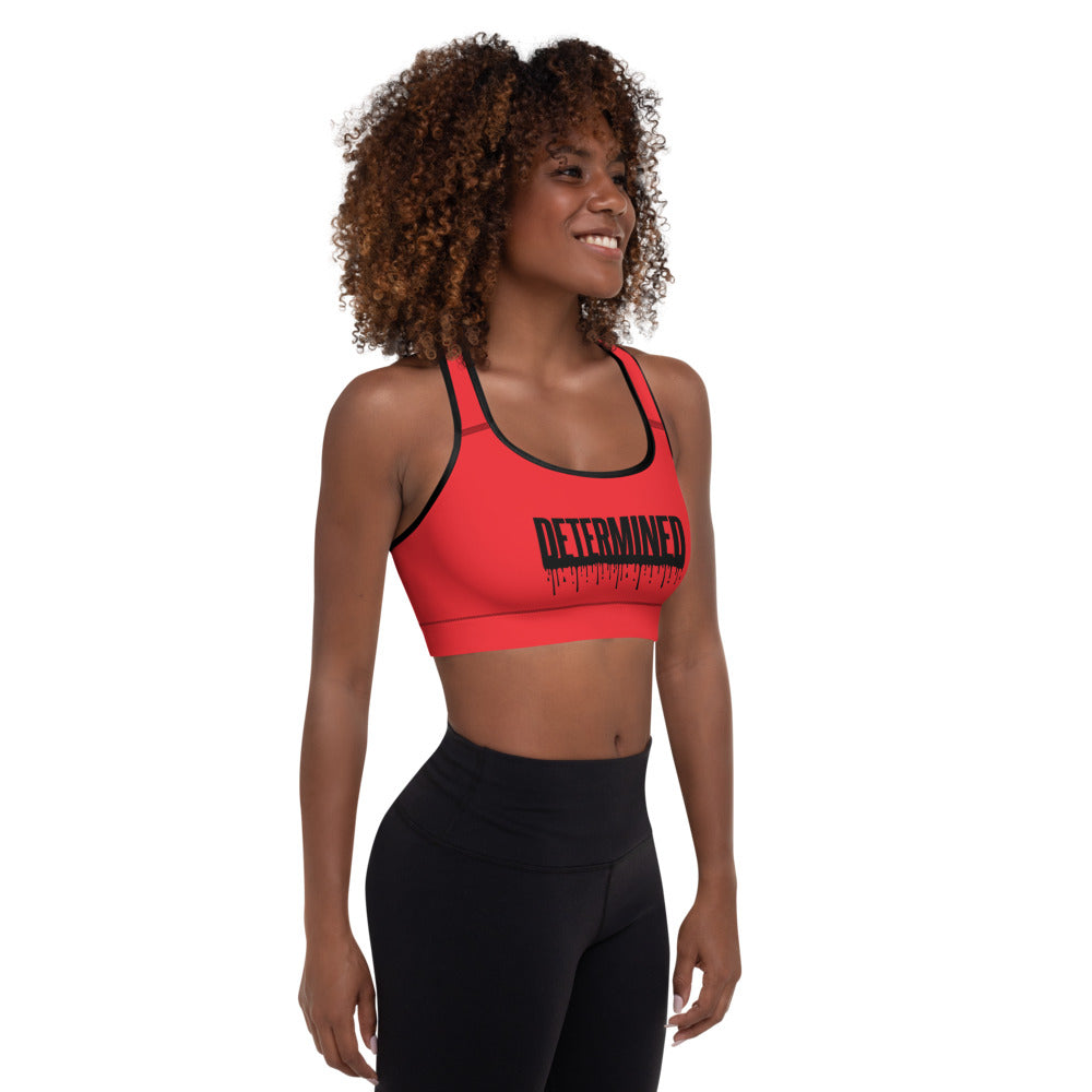 Determined Red Drip - Padded Sports Bra