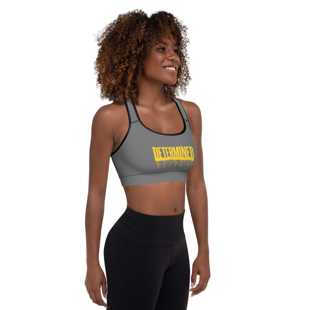 Determined Grey Drip - Padded Sports Bra